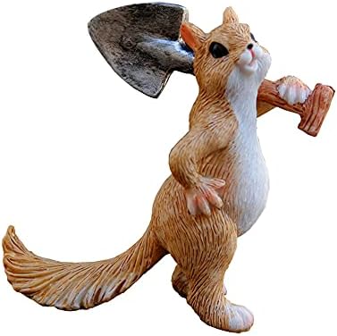 Tonntyann ミニ動物 置物 かわいいリス リス置物おもちゃ マイクロ風景 装飾 レイアウト Diy ケーキトッパー パーティープレイセット 情景コレクション 鍬を運ぶリス 即日出荷