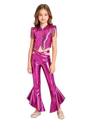 Costumes de danse hip hop fille rose vif pour ne plus passer inaperçue sur scène