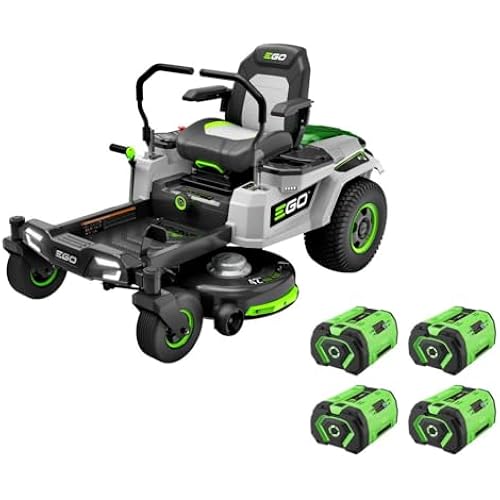 EGO Power+ Electric Riding Lawn Mower, 42" Deck with Zero Turn Radius, Includes (4) 56V 10.0Ah Batteries and Charger - ZT4204L