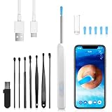 NURSETEK Ear Wax Removal, 1080P HD Ear Wax Removal Tool Camera Ear Wax Removal Kit Ear Camera Otoscope with 6 LED Light for iOS and Android (White)