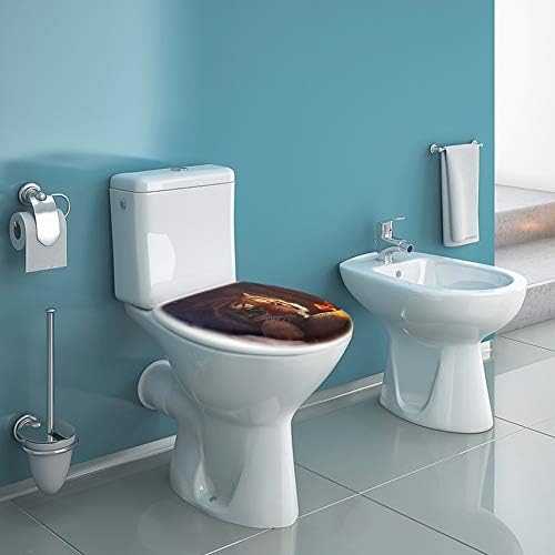 JOTOM Toilet Seat Toilet Seats for Easy to Mount Colorful Patterns Standard Toilet Seats for Bathroom Decor (Tiger and Butterfly)