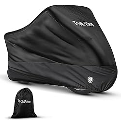 TechRise Funda Bicicleta para 2-3 Bicicletas, Fund...: PROTECCIÓN DURADERA: Fabricada en Oxford 210D duradero y de alta densidad con un revestimiento de PU, la funda para bicicleta TechRise protege su bicicleta de la lluvia, la nieve, el polvo, el viento y el sol. Los bordes con doble costura y las costu...