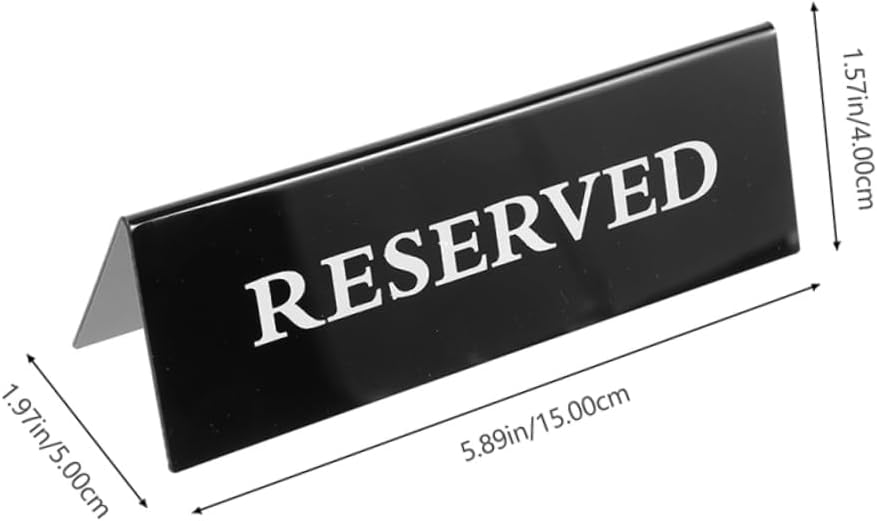 2pcs Elegant Acrylic Table Top Sign Restaurant Decor Inverted Triangle Shape Easy-clean Material for Seating