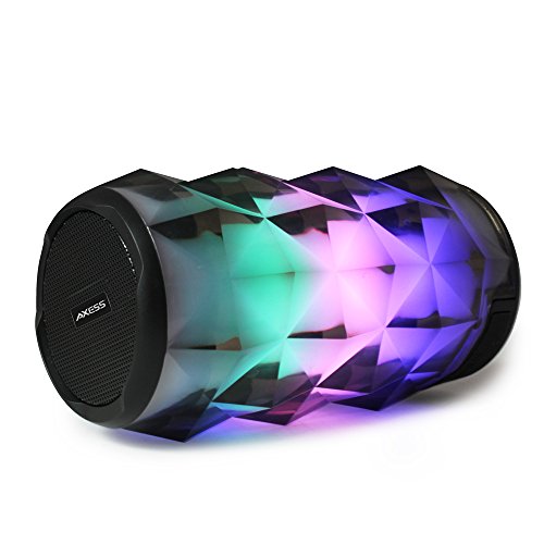 AXESS SPBL1049 Crystal Vibe LED Bluetooth Wireless Speaker with USB and Aux Line-in Support