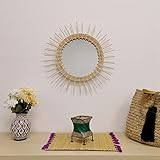 Decoración étnica espejo marco ratán natural marroquí oriental 0804212015