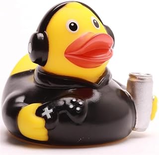 Duckshop I Badeente Gamer I Quietscheente I Quietscheentchen L: 8,5 cm I Geschenk für Zocker I Präsent für Sammler I