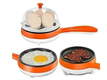 HariHub Multifunction 2 in 1 Electric Egg Boiler Steamer Omelette Frying, Non-Stick Egg Fry Pan (Multi Color)