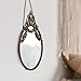 Creative Co-Op Antique Inspired Hanging Oval Mirror with Pewter Frame