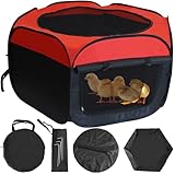 Caja de cría para pollitos, caja plegable para criar pollos, suministros de jaula de pollo para bebés de hasta 15 pollitos, pato y codorniz, kit de inicio con bolsa de almacenamiento, clavijas fijas