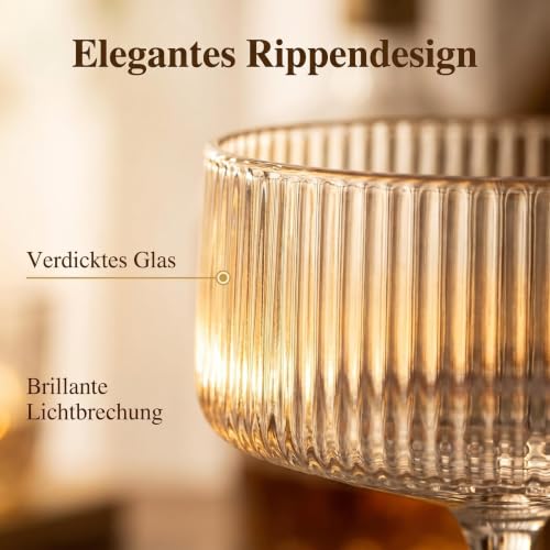Foto von Espresso Martini Gläser, Cocktailgläser 4 Stück, Champagner Gläser 240ml
