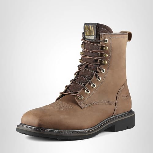 ARIAT ARIAT Mens Cascade 8" Wide Square Toe Steel Toe Work Boot Alamo Brown 10