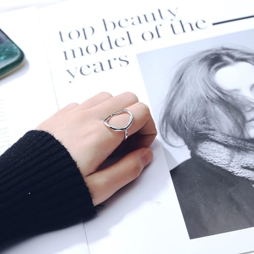 Oval Round Loop Open Statement Ring for Women 18K Gold Plated Ring Classic Oval Adjustable Ring Dainty Promise Minimalist Rings for Women2