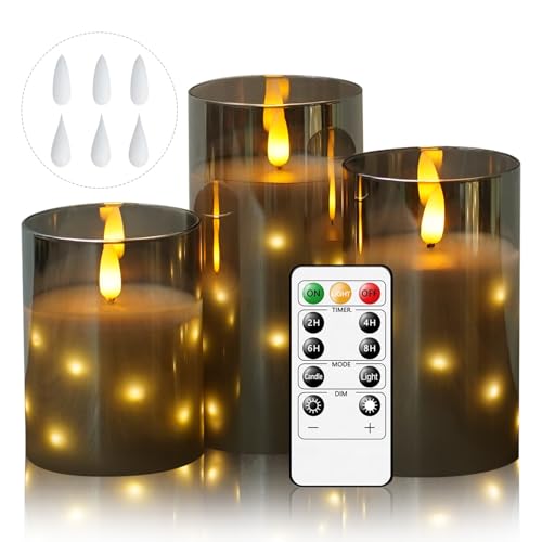Cnulenzt Glas Flammenlose LED Kerzen, Batteriebetriebene mit...