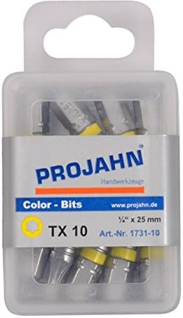 1/4 Inch Colour Bit Screwdriver Inserts - Torx - 25 mm - TX 20 - Pack of 50