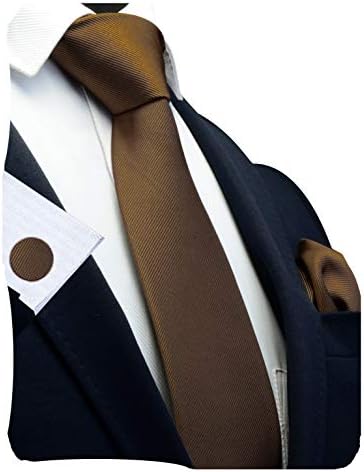 GUSLESON 3.15"๏ผ8cm๏ผ Solid Color Necktie and Pocket Square Cufflinks Sets For Men + Gift Box