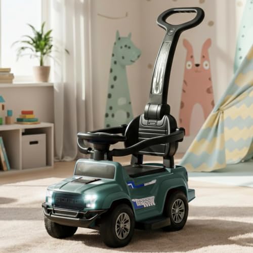 Image of Baybee Roady Pro Ride on Car for Kids | Push Ride on Jeep with Parental Handle & Safety Guardrail | Backrest, Light & Music Rideons Toy Car | Baby Ride on Cars for Kids 1 to 3 Years (Dark Blue)