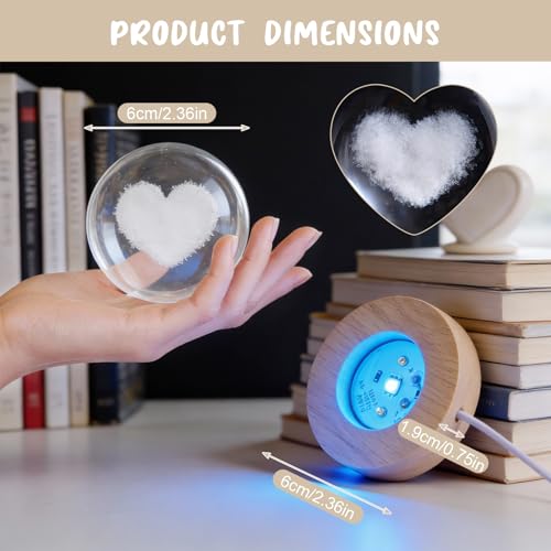 Kssvzz 60 mm 3D Kristallkugel Herz mit 7 Farben, Briefbeschwerer Glaskugel Deko, Herzförmige Geschenk für für Partner, Jahrestag Geschenk für Sie