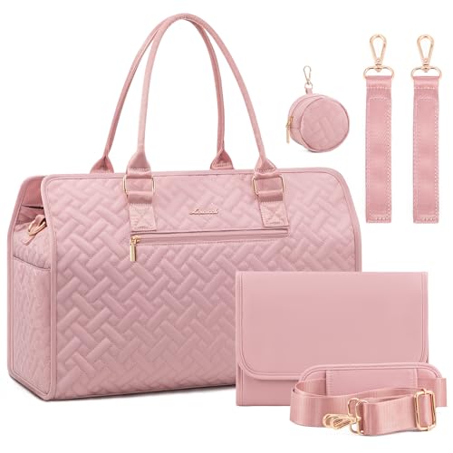 Image of LOVEVOOK Diaper Bag Tote with Pacifier Case and Changing Pad, Large Baby Bag for Mom, Mommy Bag for Hospital Essentials, Baby Essentials for Weekender Travel,Pink