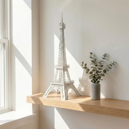 Image of METSY Paris World Famous Building Metal Eiffel Tower Antique Vintage Statue for Gifts, Room,Office,Decorative Showpeice Lasercut with Light Wedding Decors(84x30) cm
