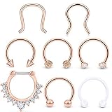 Hoeudjo Septum Clicker Rings 16G Surgical Steel Nose Hoop Rings Retainer Body Piercing Jewelry with
