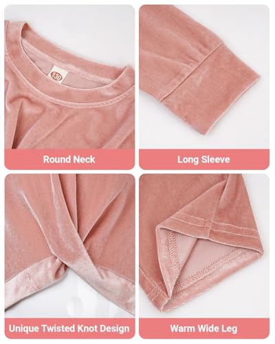 JiAmy Conjunto de 2 peças de moletom infantil de veludo para meninas de 5 a 12 anos, rosa, 7-8 Anos