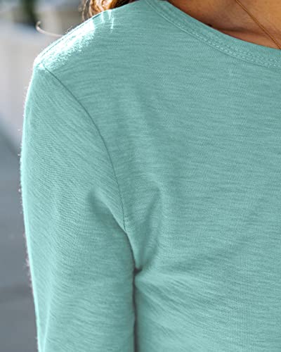 Sherosa Womans Cothing Trending Fall Tops Long Sleeve Shirt Casual Knit Tee Shirts Mint Green,Xxl #TOP4