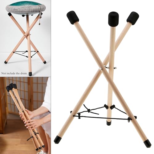 Handpan Drum Stand, Solid Beech Wood Tongue Drum Bracket, Adjustable Tripod Structure Drum Holder, Folding Drum Rack Snare Holder Bracket for 12 to 22 Inch Percussion Instrument, Snare Drum Stand - Thumbnail 7