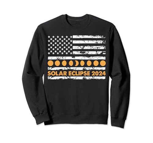 Eclipse Solar Total 2024 Totality Path Bandera de Estados Unidos 04.08.24 Sudadera