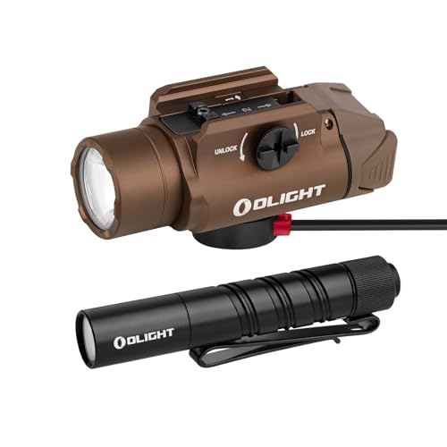 OLIGHT PL-3R Valkyrie Rechargeable 1500 Lumens Rail-Mounted Weaponlight (Desert Tan) Bundled with I3T 2 EOS Pocket EDC Flashlight, 200 Lumens Compact Bright Handheld Lights