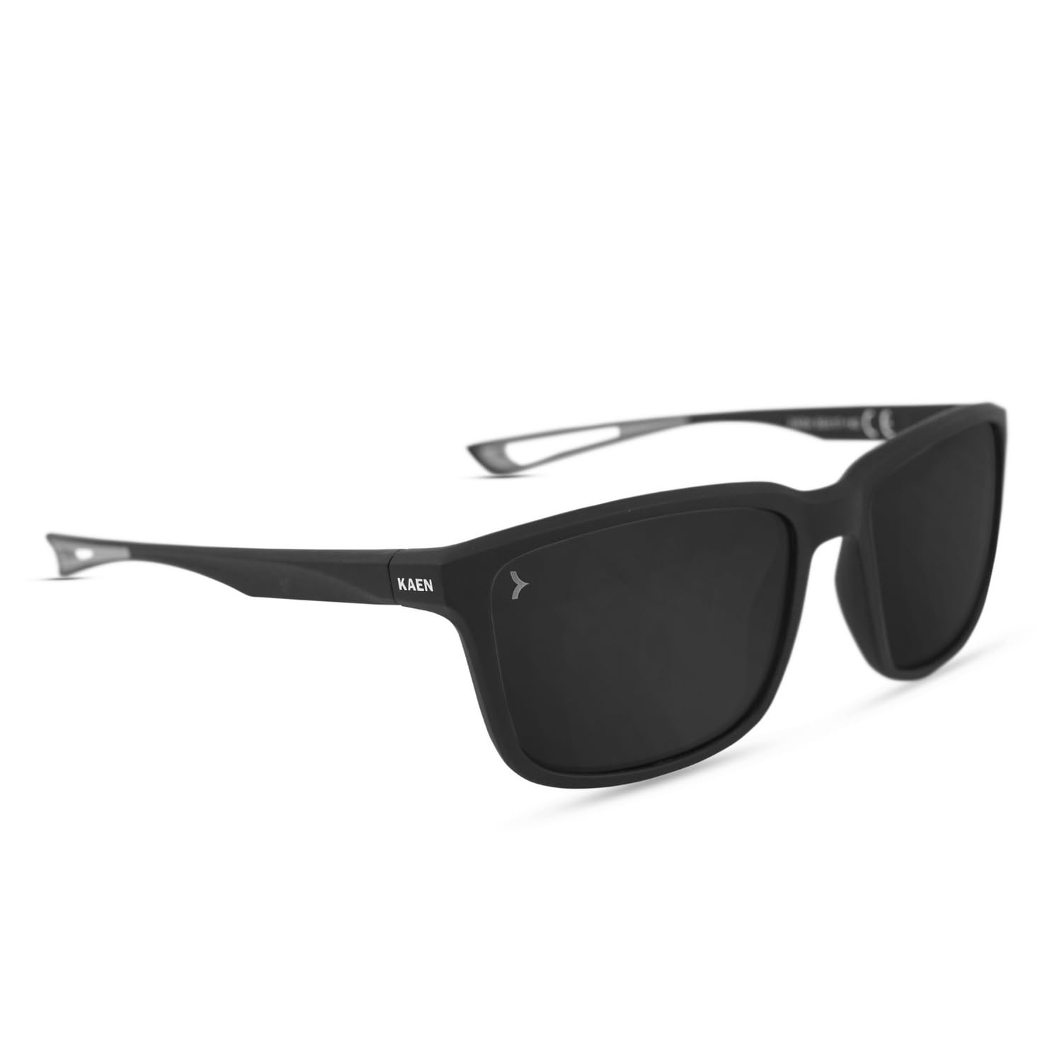 kaen eyewear KAEN Eyewearlabs | Polarized Full Rim Rectangular Branded Stylish Sunglasses For Men & Women | 100% UV Protection Shades | Cricket Sports Cycling Driving | Black Lens | Medium | KAC1Myles-picture-51