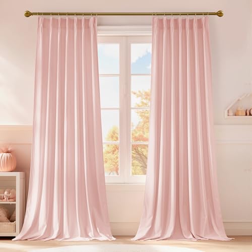 StangH Baby Pink Velvet Curtains for Girls Bedroom W40 x L84 2 Panels