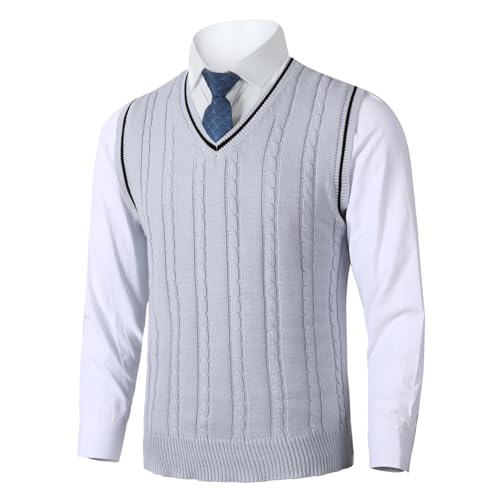 Pull à sans manche homme col en V tricoté pour un style gentleman élégant en toute saison
