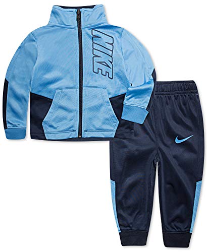 Nike Boy`sTherma Dri-Fit 2 Piece Tracksuit (Obsidian(8ME201-695)/Bluebird, 6)
