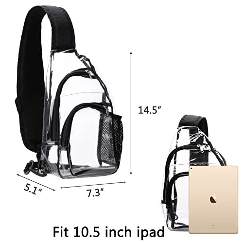 Lorbro Clear Sling Bag Stadium Approved, Clear Crossbody Shoulder Bag, One Strap Chest Backpack For Men & Women, Sporting Event, Concert, Hiking (Clear-1) #TOP1