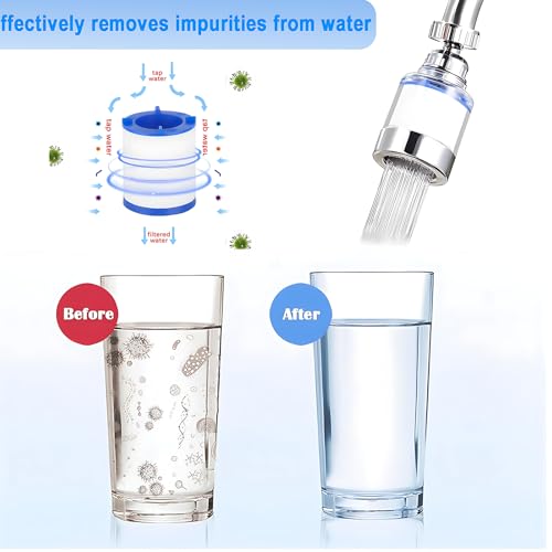 14 Stück Wasserfilter Wasserhahn, 2 Pcs 360° Wasserhahn Filter+9 Pcs Pp-Baumwollfilterelement+2 Pcs Universelle Schnittstelle, Für Küche, Waschbecken, Badezimmer Wasserfilter Für Wasserhahn