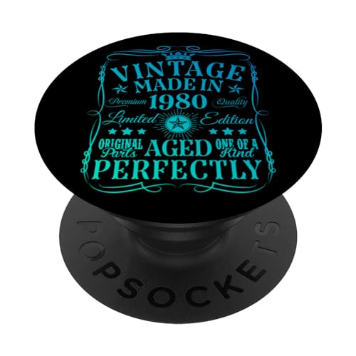 Decoraciones vintage de 44 cumpleaños vintage de 1980 44 cumpleaños PopSockets PopGrip Intercambiable