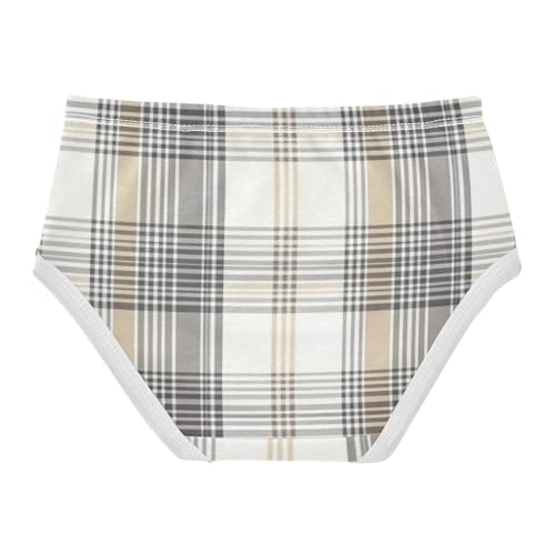 Gray Plaid Pattern Girls' Hipster Triangle Panties Briefs Underwear for Toddler in Sizes 2T,3T, 4T, 5T, 6Y and 8Y2