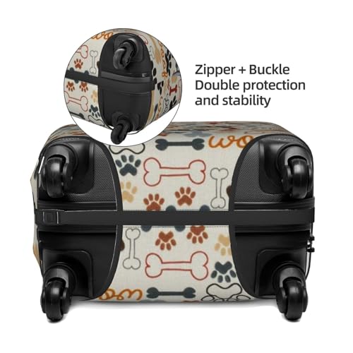 Dog Bones Paw Prints Print Suitcase Cover Luggage Protector Washable Elastic Fashionable Travel Gear Cover4