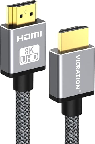 VICRATION HDMI 2.1 Cable 2M,Ultra High Speed 48Gps Braided HDMI Cable VRR/ALLM/QFT 8K@60Hz,4K@120Hz,Dynamic HDR HDMI to HDMI Cable with Dolby Atmos,PS5/4,Xbox Series X Laptop to Monitor,TV