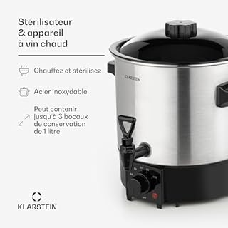 Klarstein Biggie Eco - Stérilisateur automatique et distributeur de boisson, 1000W, 30-100 °C, volume de 9L, robinet, voyants de contôle, grille de stérilisation fournie