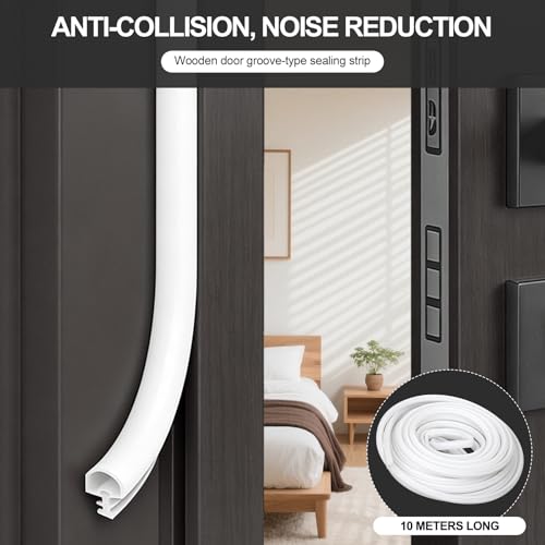 10M Türdichtung Zimmertürdichtung Weiß, TPE Flügelfalzdichtung Für Holzzarge, Türrahmen Dichtung Für Schallschutz & Zugluftstopper, Profildichtung Dichtungsgummi Nutbreite 3-3,6mmV