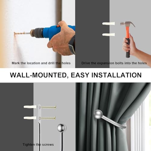 LuxeGlee Metal Curtain Tie back Hooks, 2 PCS Curtain Bracket Holdbacks with Screws, Wall Mounted Window Curtain Hooks, Curtain Holder for Fixed Curtain or Hanging Clothes - Image 4