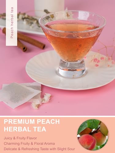 TeeLux Peach Herbal Tea Bags, Fruity Rosehips with Tart Hibiscus & Soothing Chamomile, Fruity & Sweet Flavor, Caffeine Free, 50 Count