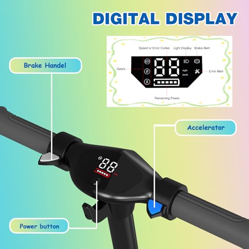 RCB R12 Electric Scooter for Kids age 6-12, Up to 9.3 mph & 6.2 Miles, 6.5" Foldable Electric Scooter, LED Display,LED Rainbow Light,Two Types of Braking,Gift for Kids - Image 7