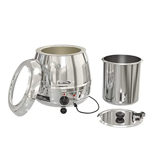 Image of KoolMore Commercial Soup Kettle Warmer with Hinged Lid and Removable Stainless-Steel Pot Insert for Buffet, Restaurant, Party, Event, and Catering, Large 2.5 Gallon, Electric [Silver] (SK-SS-3G)