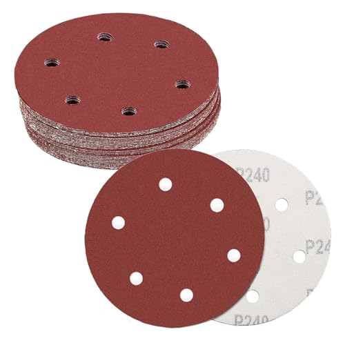 CUBEWAY Discos abrasivos de 225 mm con , 30 unidades (P80/100/120/150/180/240 x 5) grano – Discos de lija profesionales para lijadoras de paneles en seco, lijadora de cuello largo y lijadora orbital