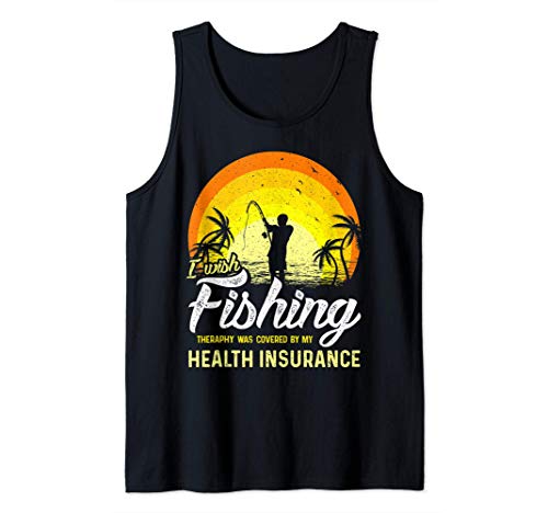 Funny Fishing Rod Therapy Humor Sarcasm Rod Sunset Fisherman Camiseta sin Mangas