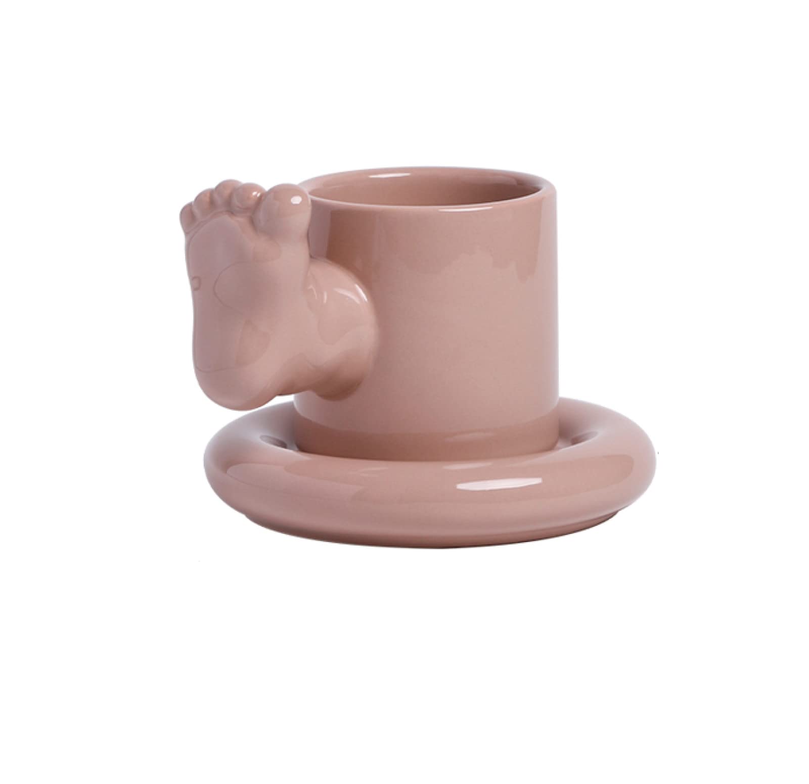 Tazza da caffè in ceramica Piedi marroni con piattino Tazza da tè Tazza da caffè in ceramica Tazza Regalo per ufficio e casa