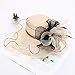 Church Derby Hats for Women Fascinator Floral Organza Bowknot Easter Tea Party Hat Ladies Flat Brim Beach Hat Pillbox Dress Hats Sunday Afternnon Outfits for Girls Women Fashionable 2025 Beige