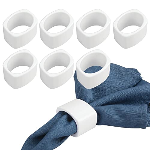 mDesign Modern Decorative Plastic Napkin Rings for Place Settings - Use at Home, Kitchen, Dining Room, Dinner Parties, Luncheons, Picnics, Holidays, Weddings, Buffet Table - 8 Pack - White